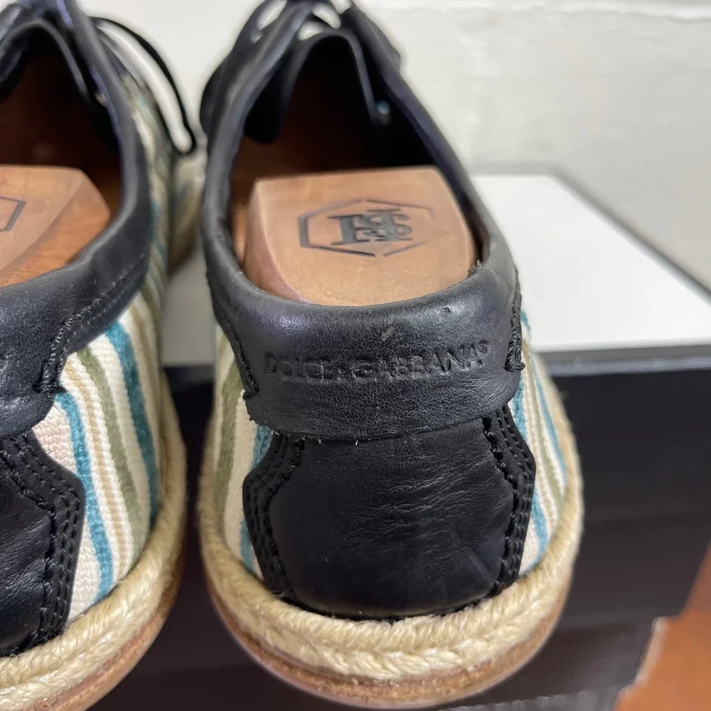 Dolce & Gabbana Striped Canvas Espadrille Multi Color Sneaker Men's Size 10